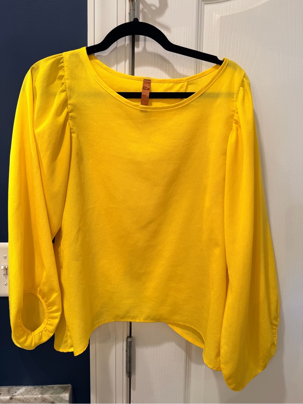 Yellow Women's Blouse - Lightweight Puff Sleeve open back blouse